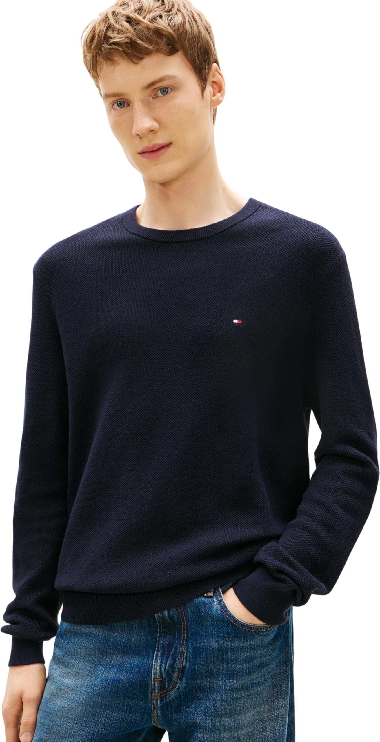 Tommy Hilfiger Men's Ribbed Crew Neck Jumper - Desert Sky DW5 - M