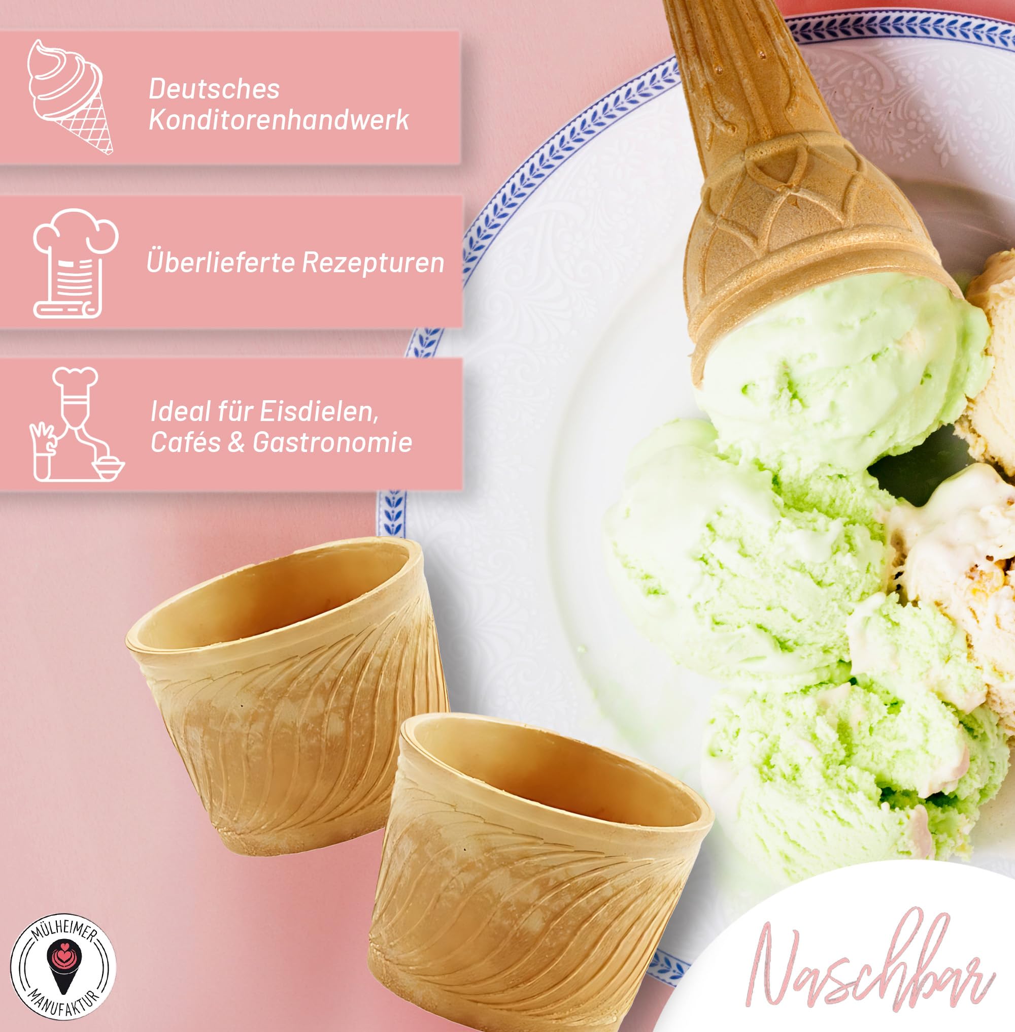 Cono de Helado | 150ml | 62xØ76mm | 10 pieza | Comestible Moldes para Muffin y Cupcake | Cuenchos para salsas y fruttas | Barquillos para helado, Cucuruchos