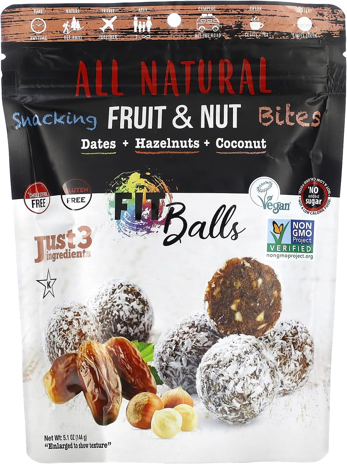 Nature's Wild Organic, All Natural, Snacking Fruit & Nut Bites, , Dates + Hazelnuts + Coconut, 5.1 oz (144 g)