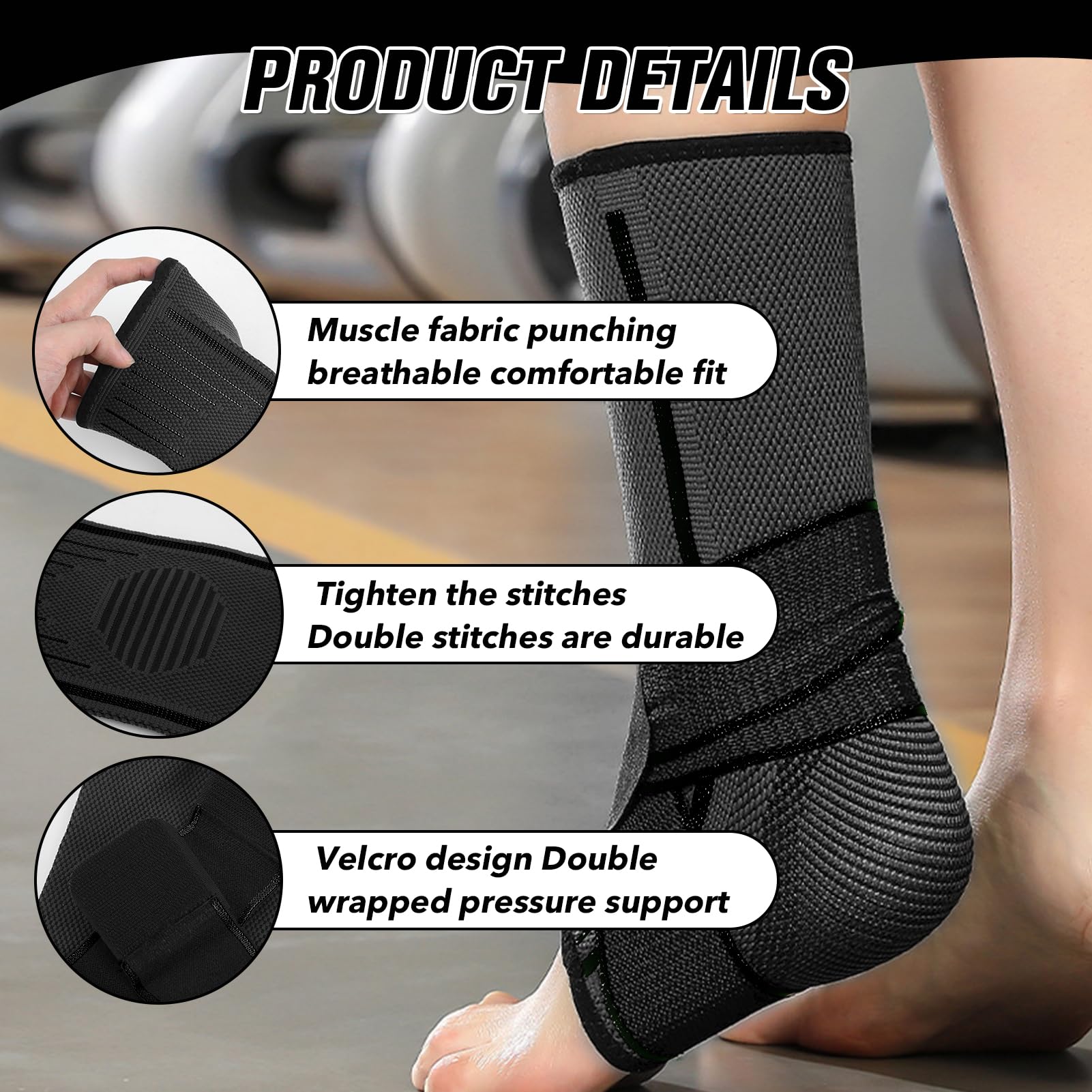 2 Pcs Attelle Cheville Sport, Chevillère Entorse Chevillere de Maintien Sport Strapping Cheville Réglable Respirant pour Homme et Femme Ligamentaire Entorses Blessures a Protection Sportive (Noir, L)