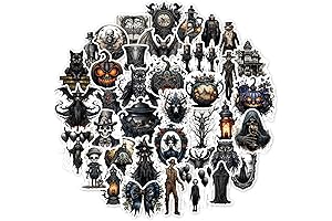100 Pcs Goth Stickers for Kids: Retro Horriblr Skull Pumpkin Themed Stickers