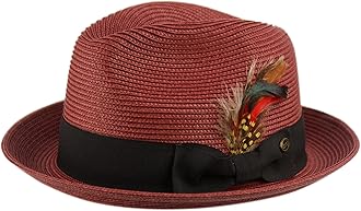Men's Premium Straw Porkpie Fedora Hat