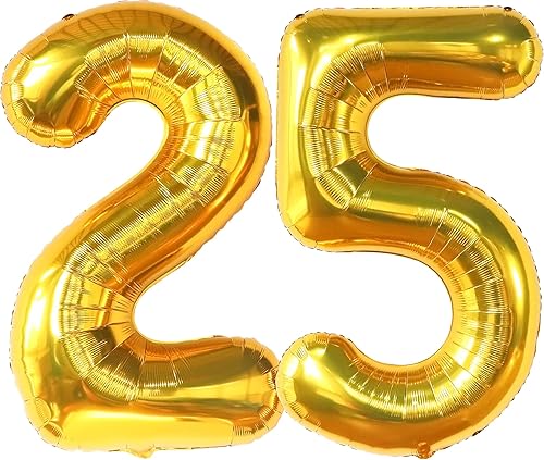 Miniatura 2 de Centros de mesa grandes de panal de abeja para cumpleaños de 25 años, 40 pulgadas, globos dorados del número 25, decoraciones de mesa de cumpleaños