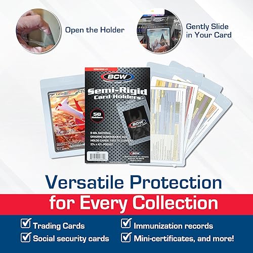 Miniatura 6 de BCW Tarjetero semirrígido #1  Paquete de 200  Fundas para tarjetas semirrígidas para presentaciones de calificación  Soportes protectores para