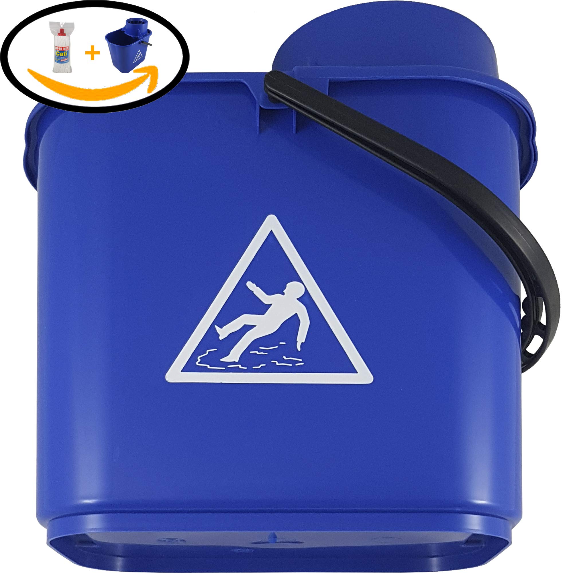 Fregona de Microfibras Super Net Cali con Cubo (210 Gramos, Pack 1 Fregona y Cubo 14 L. Azul)