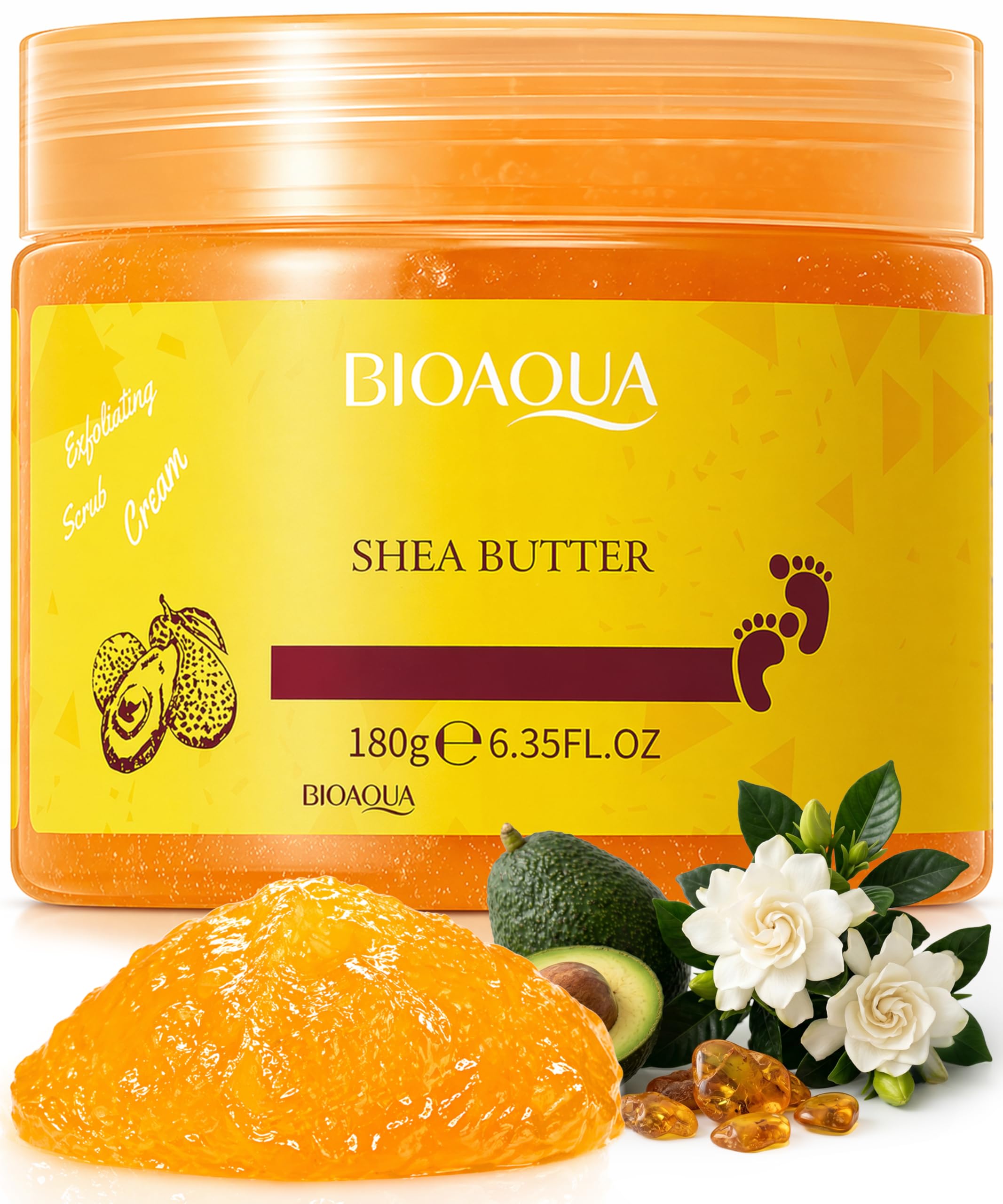 BIOAQUA Cura Del Piede Massaggio Scrub-Crema Esfoliante Detergente Piedi Delicati Olio di Karitè Naturale Estratti 180g