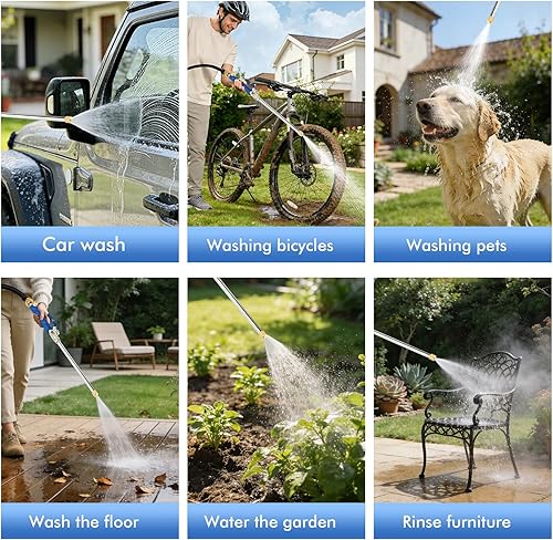 Miniatura 4 de Hydro Jet - Lavadora eléctrica de alta presión, pistola de lavado a presión con extremo de manguera de jardín, rociador de limpieza de ventanas de