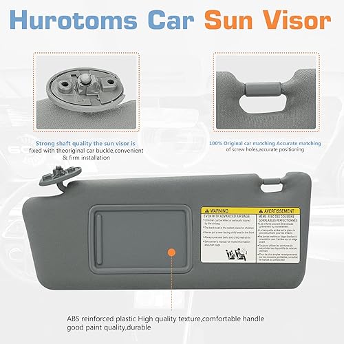 Miniatura 3 de Hurotoms Visera solar del lado del pasajero derecho sin luz para Toyota Tacoma 2005 2006 2007 2008 2009 2010 2011 2012, repuesto 74310-04081-E0,