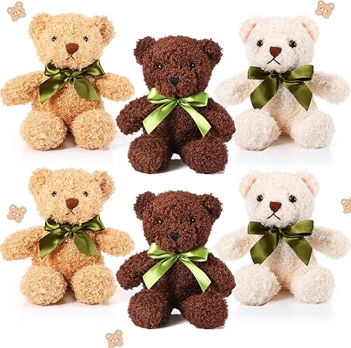 HyDren 6 juguetes de peluche de oso suave para el día de San Valentín, juguetes para dormir y jugar, para decoración de baby shower, niño y niña