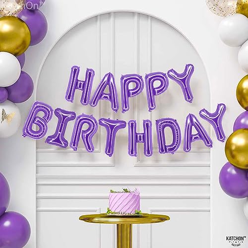Miniatura 4 de KatchOn, Purple Happy Birthday Balloons - 16 Inch  Purple Happy Birthday Banner, Purple Birthday Decorations for Women  Purple Balloons, Purple