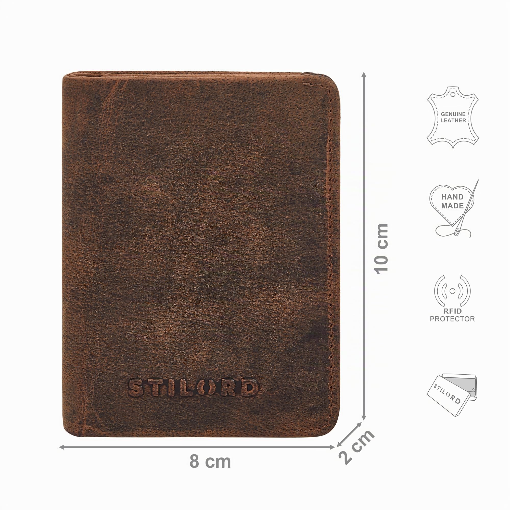 STILORD "Ledo Porte Carte en Cuir Véritable Mini Etui Carte élégant Portefeuille Cuir Protection RFID Femme Homme Porte Monnaie Slim Wallet Card Holder Pochette Carte Couleur:Avani - Marron