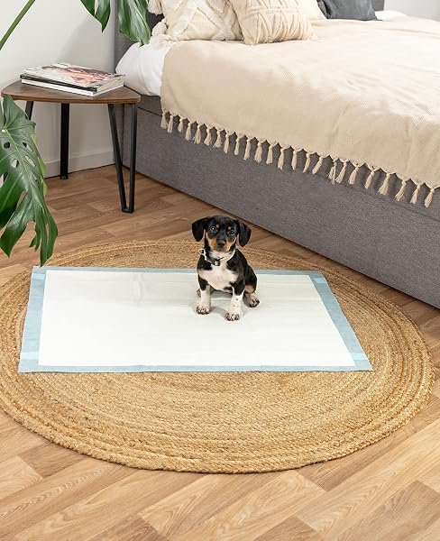 lionto Puppy and Dog Mats 6-Layer Training Pads with Adhesive Strips, 50 Pieces 60 x 90 cm, Waterproof Due to High Absorption for Incontinent Animals, Blue/White - 2