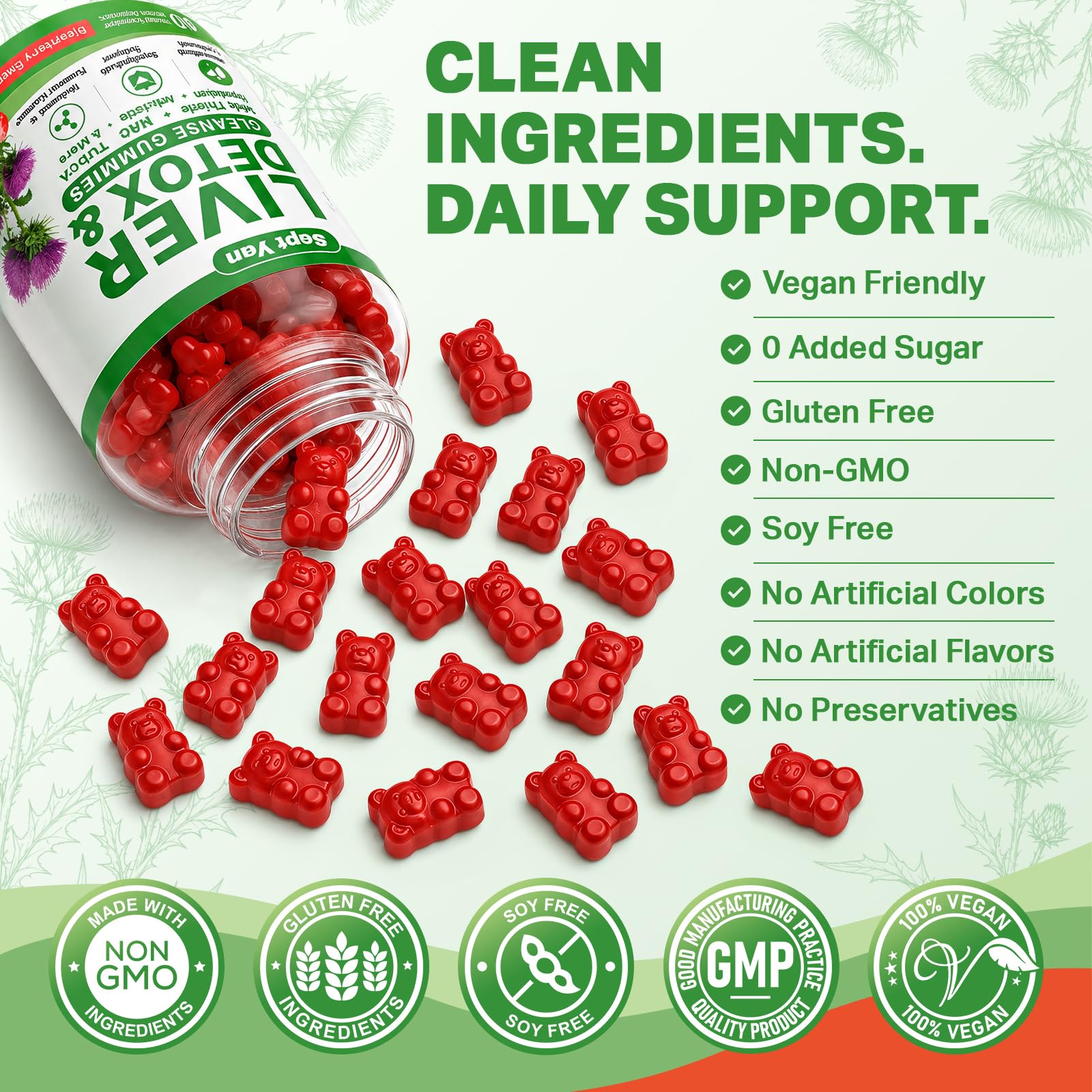 Liver Detox & Cleanse Gummies, Milk Thistle Supplement with TUDCA, NAC, Turmeric, Dandelion & Artichoke – Advanced Liver Support, Antioxidant & Immune Booster,Vegan Strawberry Flavor 60 Count — Amazon image 8
