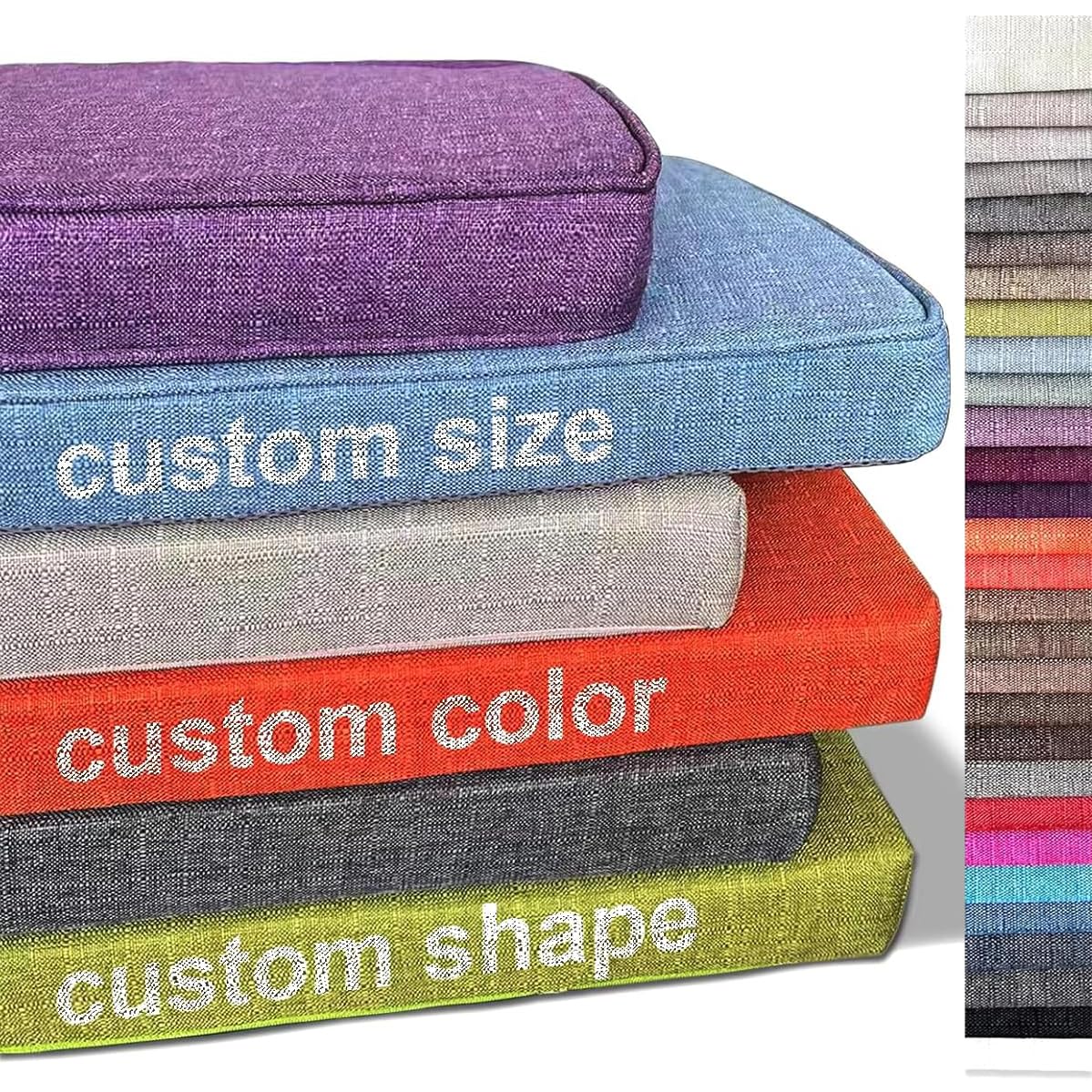 SECXEO Made to Measure Bench Cushion, Custom Size Bay Window Seat Pad, Linen Bespoke Outdoor/Indoor Cushion for Long Chair, Banquette, Garden Furniture and more