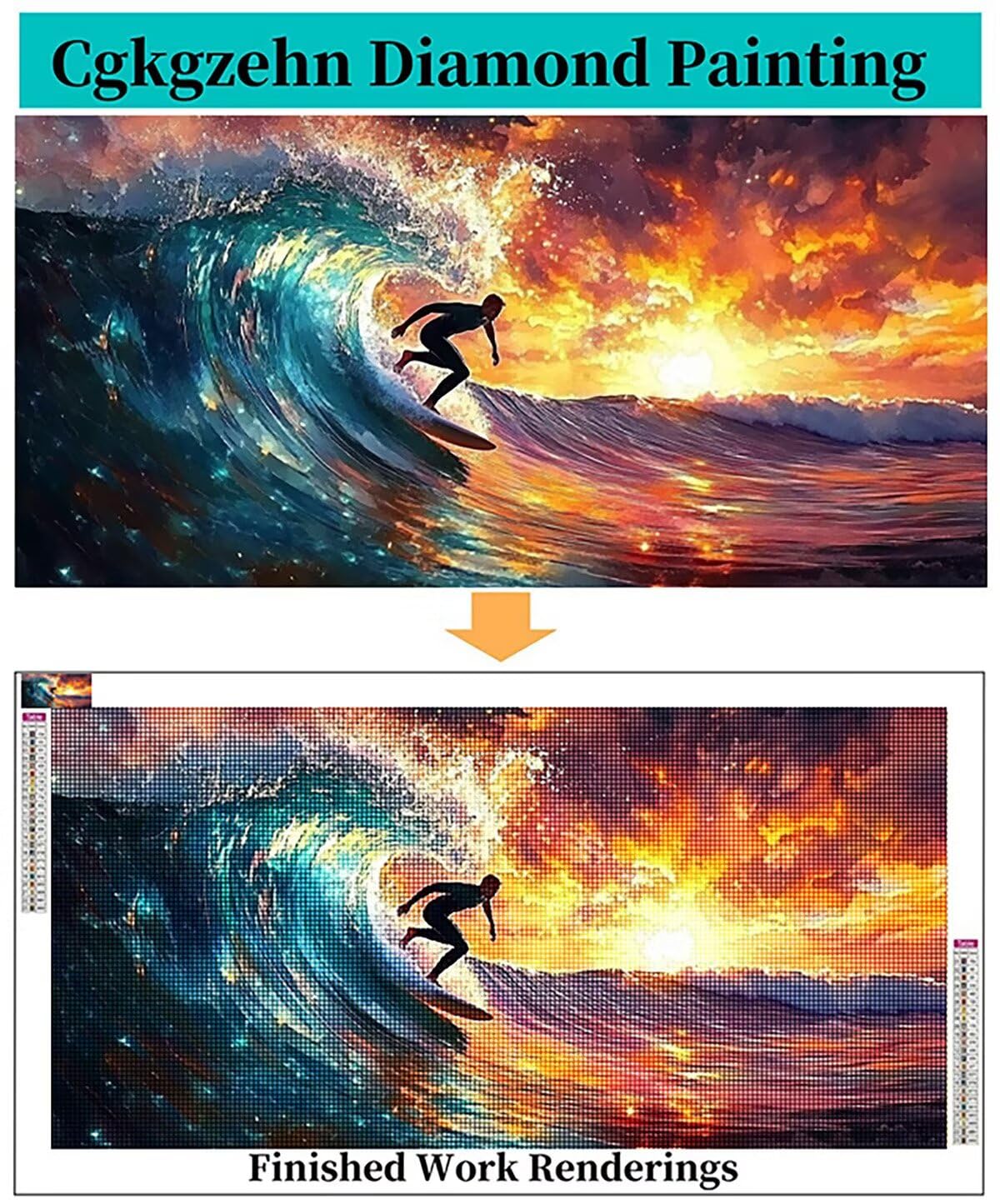 Diamond Painting surfing, zestaw sportowy dla dzieci, do majsterkowania, dla dziewczynek 8 lat, 5D "zrób to sam", mozaika diamentowa, zestaw do majsterkowania, dla początkujących, haft dimond