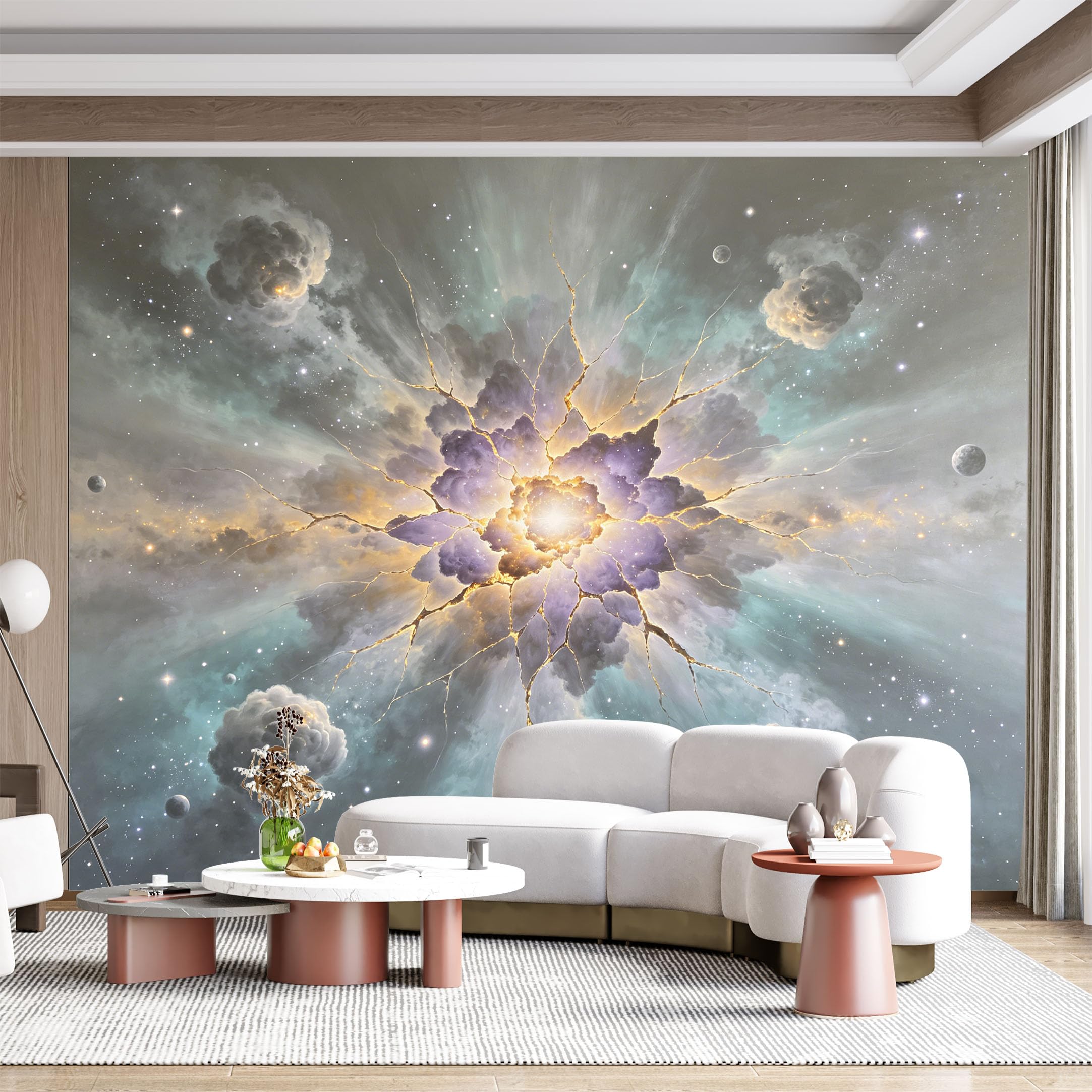 Custom Size Wall Mural Cosmic Nebula Space Galaxy Fantasy Sky Watercolor SelfAdhesive Wall Fabric Removable for Home Office Decor