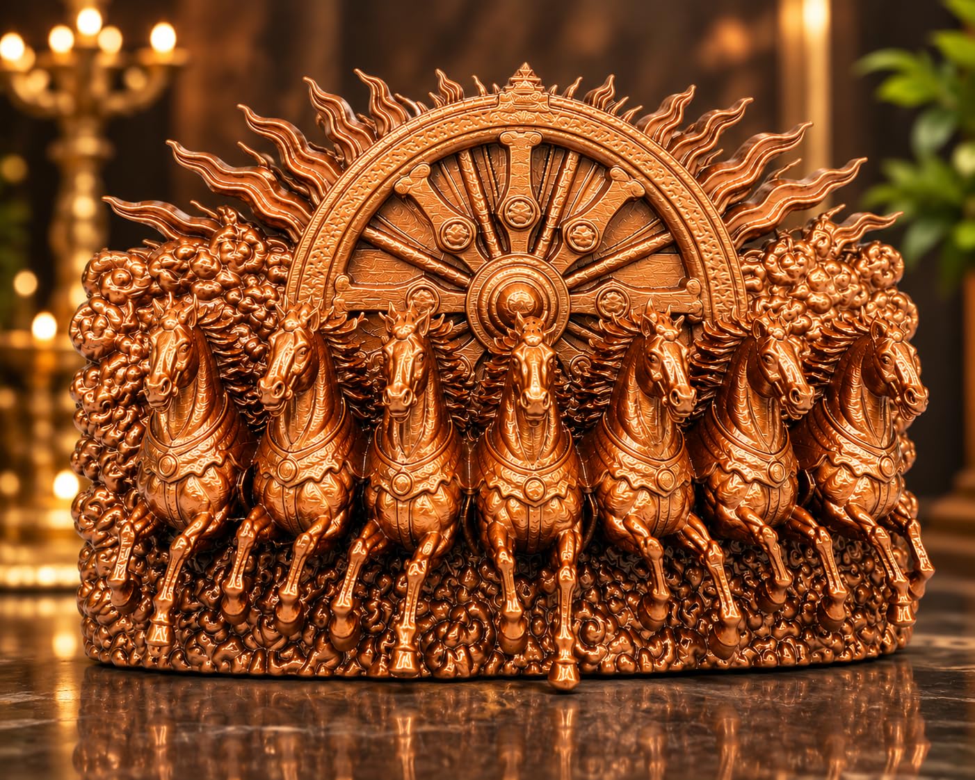 Running 7 Victory Horses Resin Statue for Vastu and Feng Shui | Home Office Living Room Decor Showpiece,Home Decor Decoration Items for Living Room,Copper Bronze Colour-picture-26