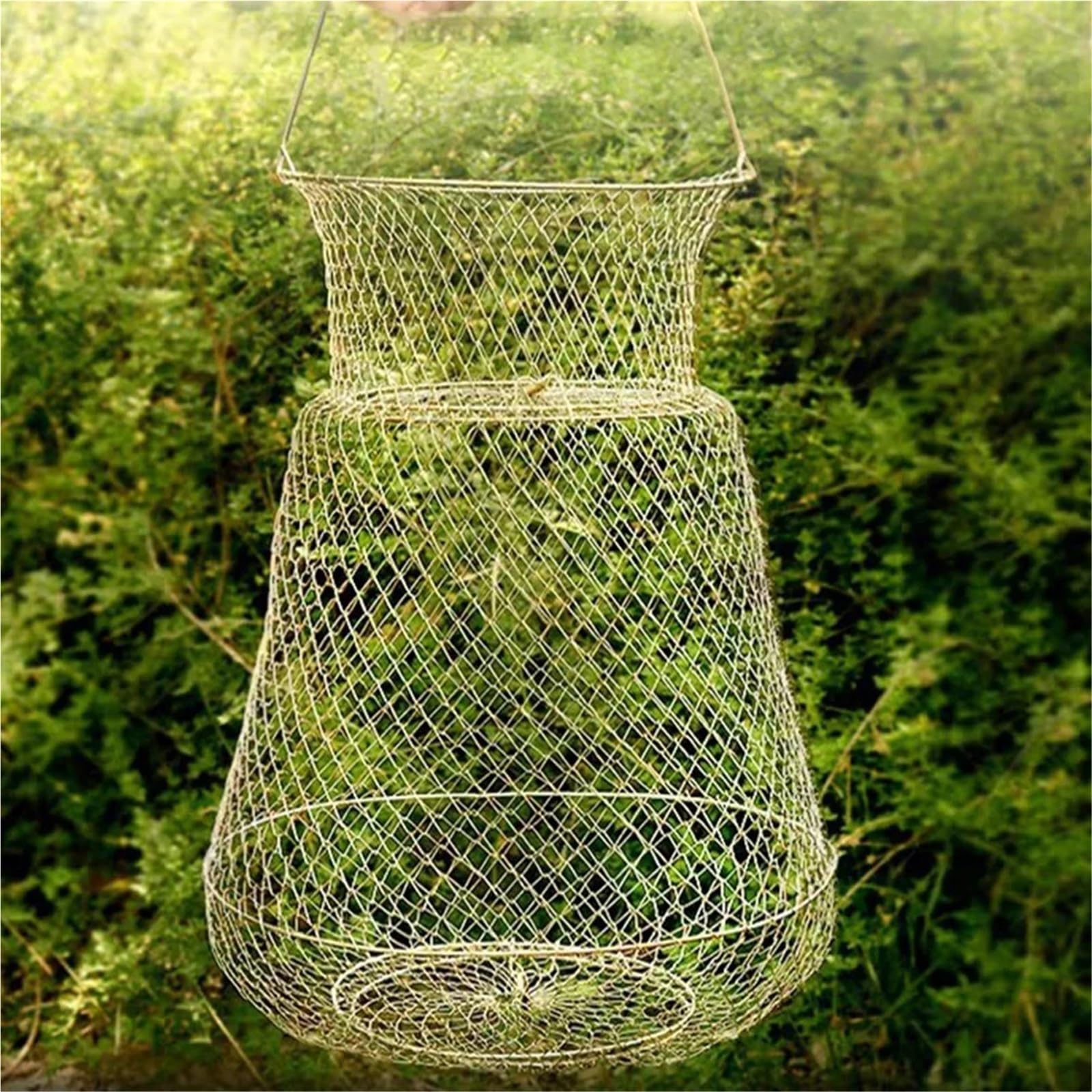 Cesta De Pesca Plegable Malla De Hierro Flotante Plata 48x30cm