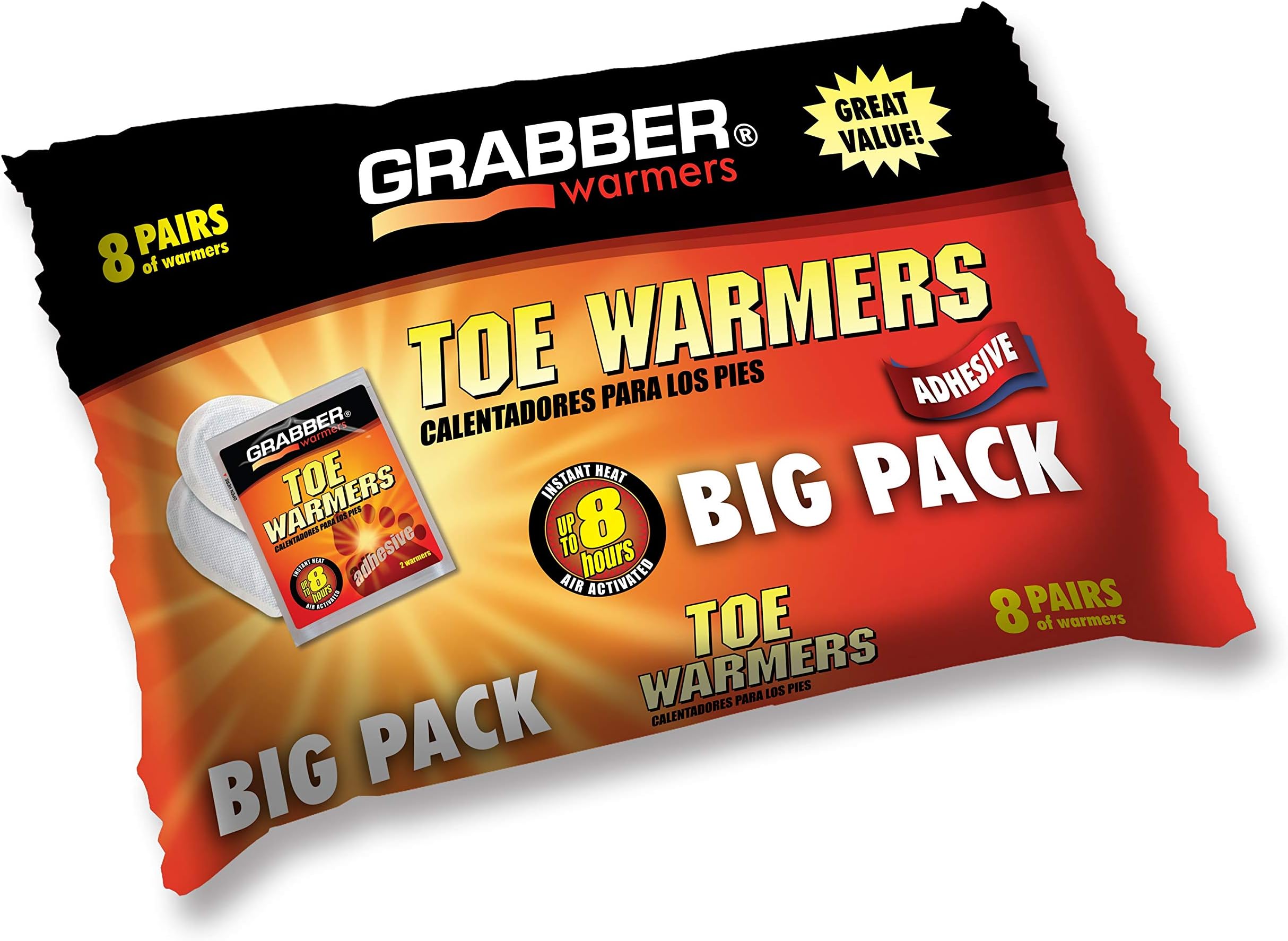 Grabber Toe Warmers (Pack of 2)(Total 16 Warmers)