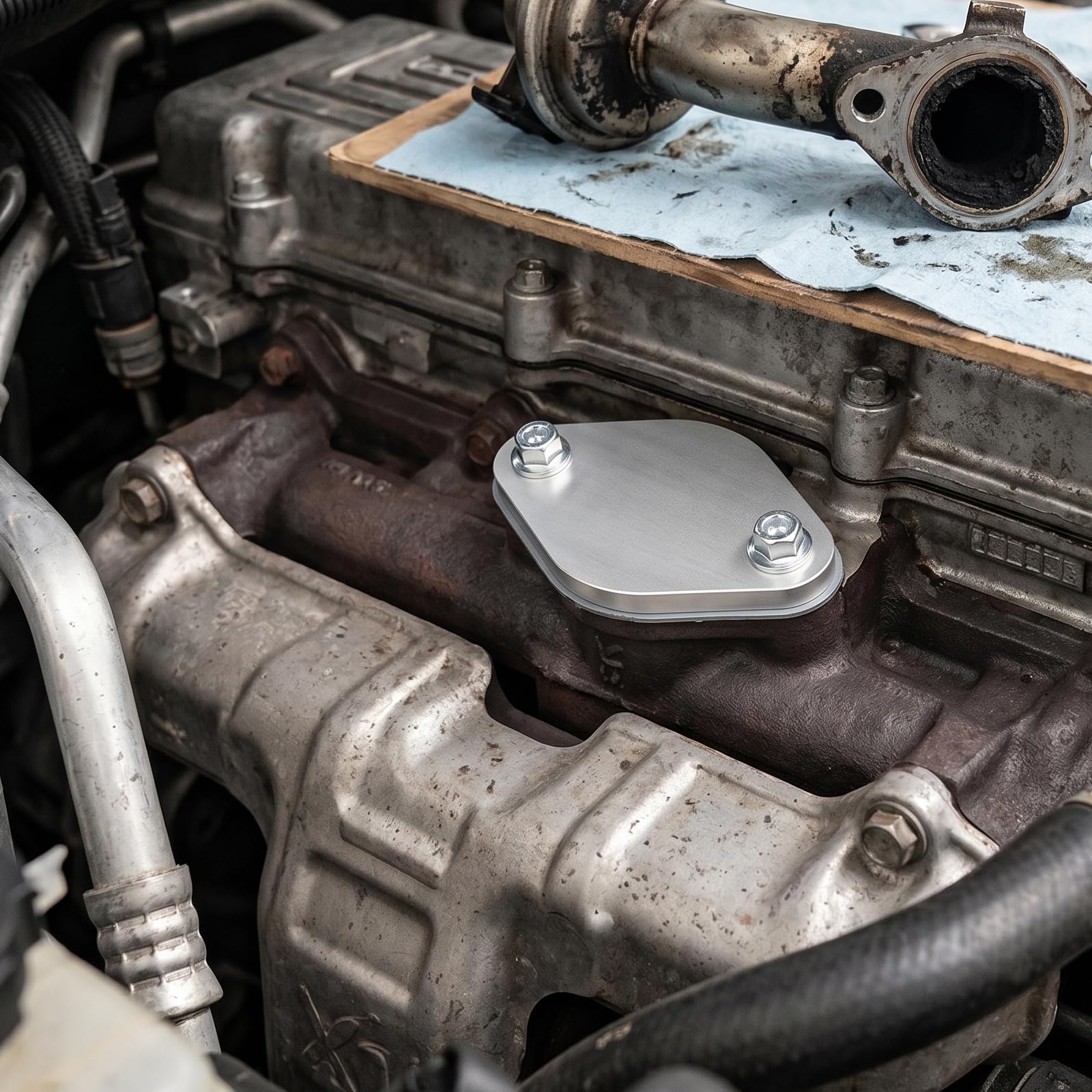 Kit de Suppression Vanne EGR pour N47 N47S 2.0 Moteurs Diesel, 17 pièces refroidissement EGR Rechange Suppression Compatible avec E81 E87 E88 E82 E90 E91 E92 E93 E60 E61