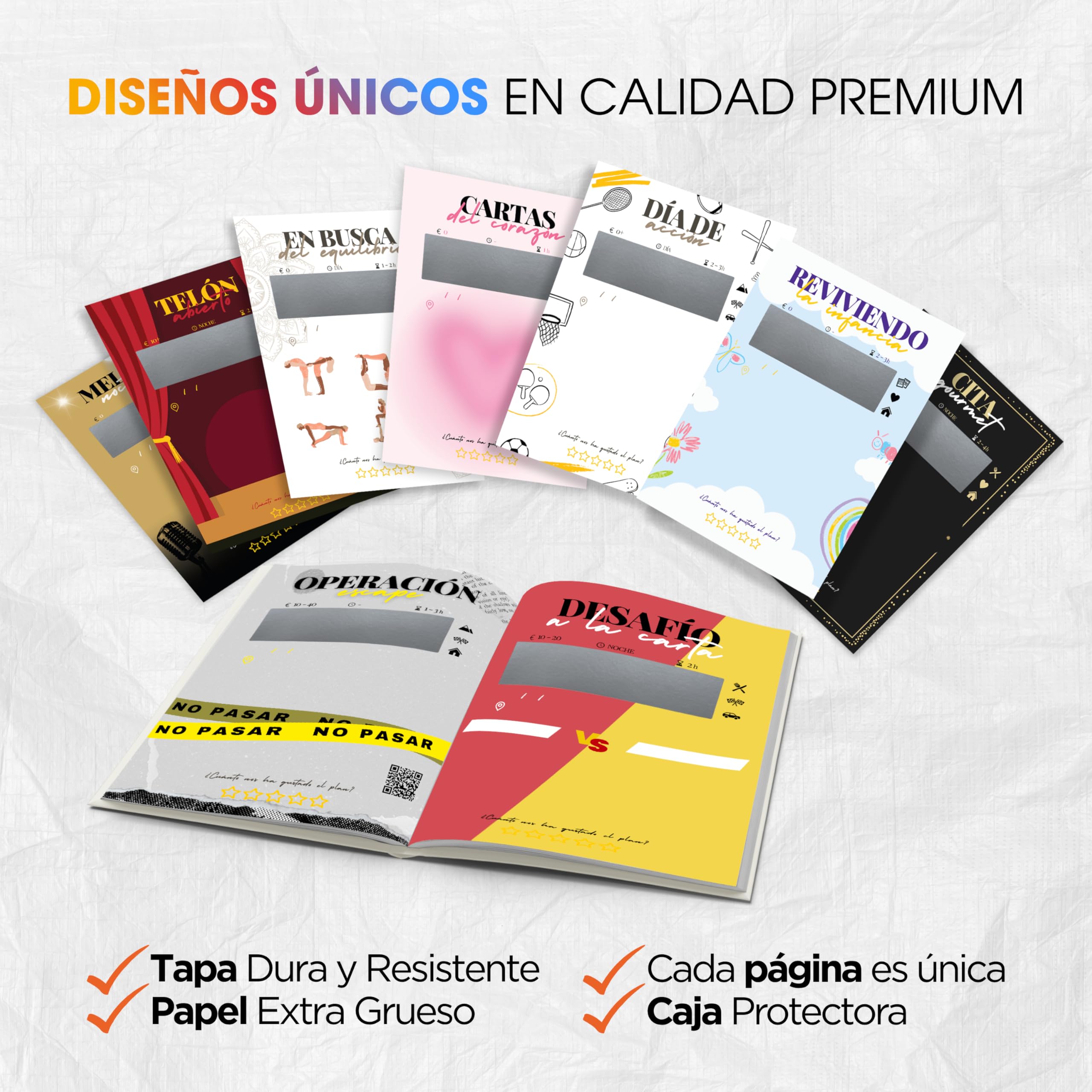 Momentos Únicos, Libro de Retos en Pareja, 50 Planes Sorpresa en Pareja para Rascar, Juegos Parejas Citas, Regalo Original Aniversario o San Valentín, Álbum Fotos Recuerdos Novio Novia Aventuras