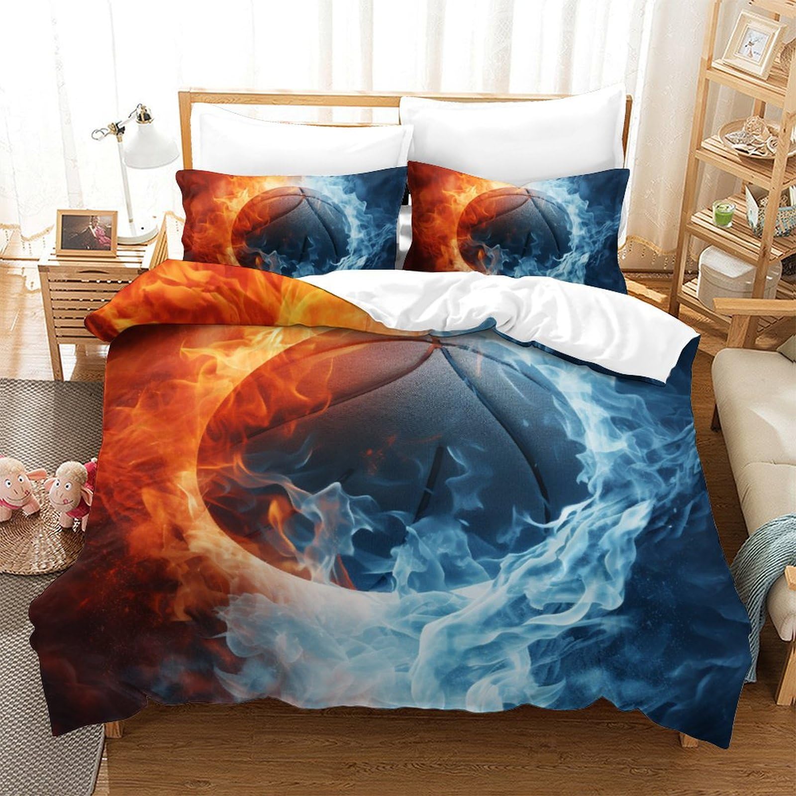 Housse de couette basketball facile à laver avec fermeture éclair pour en finir avec les draps froissés