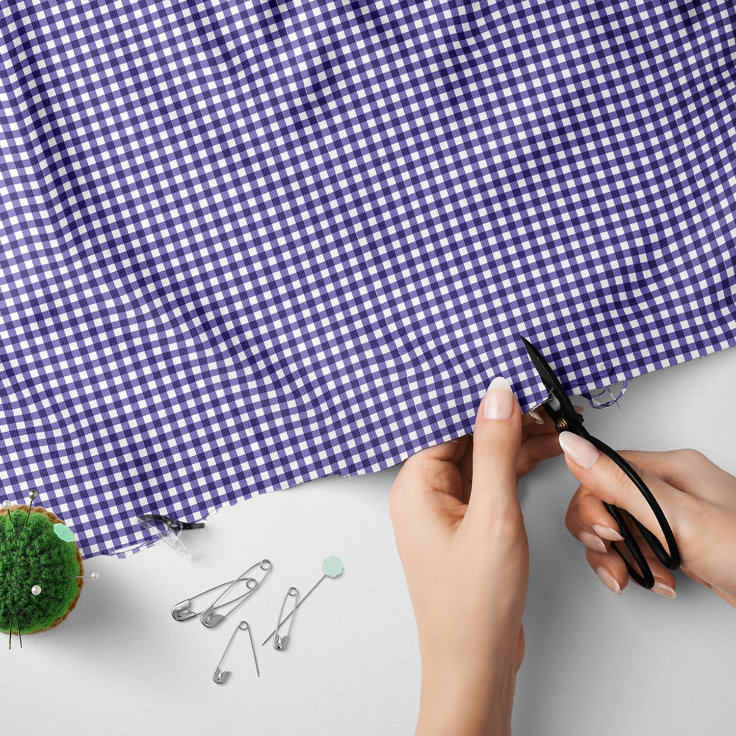 Gingham Polycotton Fabric by The Meter β 1/8 Inch Check β 114cm (45 Inch) Wide β Lightweight Dressmaking, Craft, Quilting, Sewing Material (Purple) -Craft Queen LTD