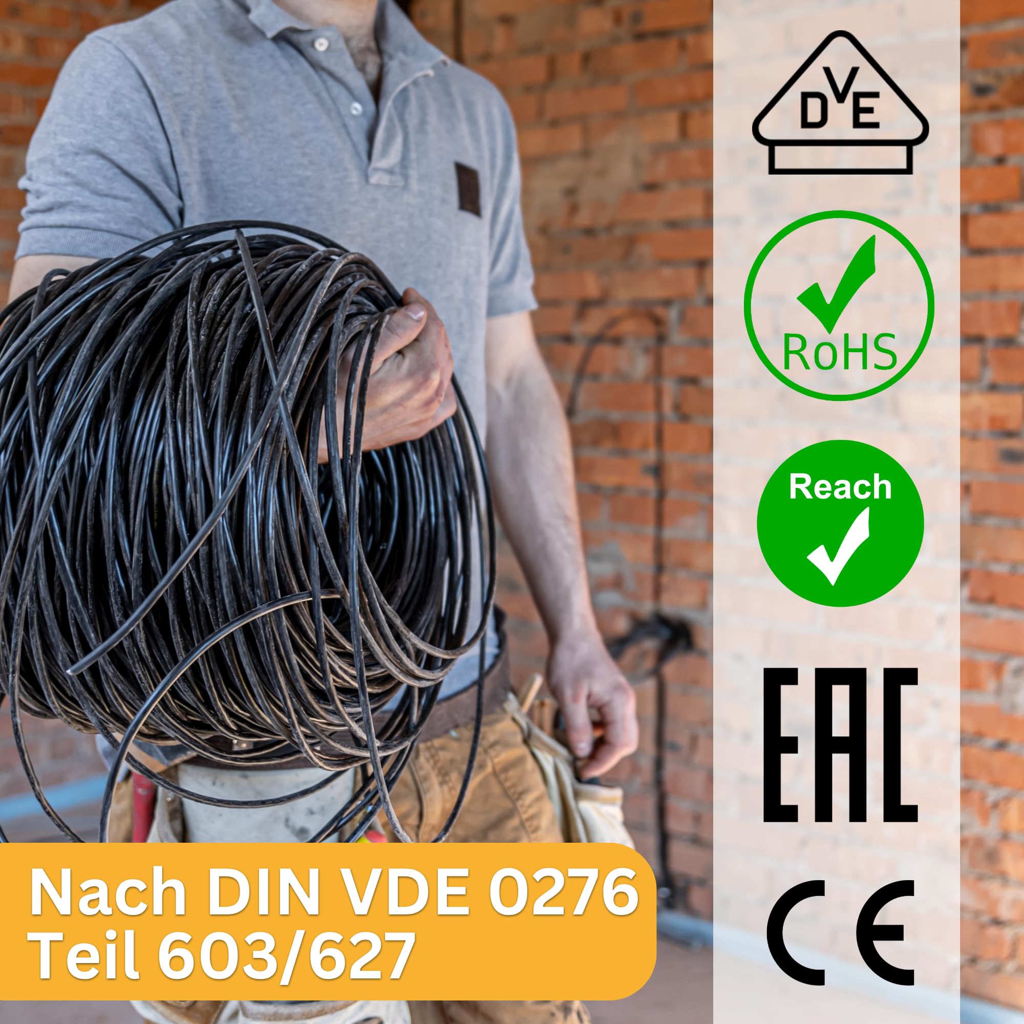 NYY-J 5x4mm² Erdkabel 25m Kupfer Volldraht DIN VDE 0276 Teil 603/627