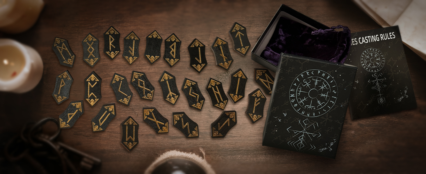 Amazon.com: Tirmanaz Runes Set, 25Pcs Wooden Viking Rune Stone Set