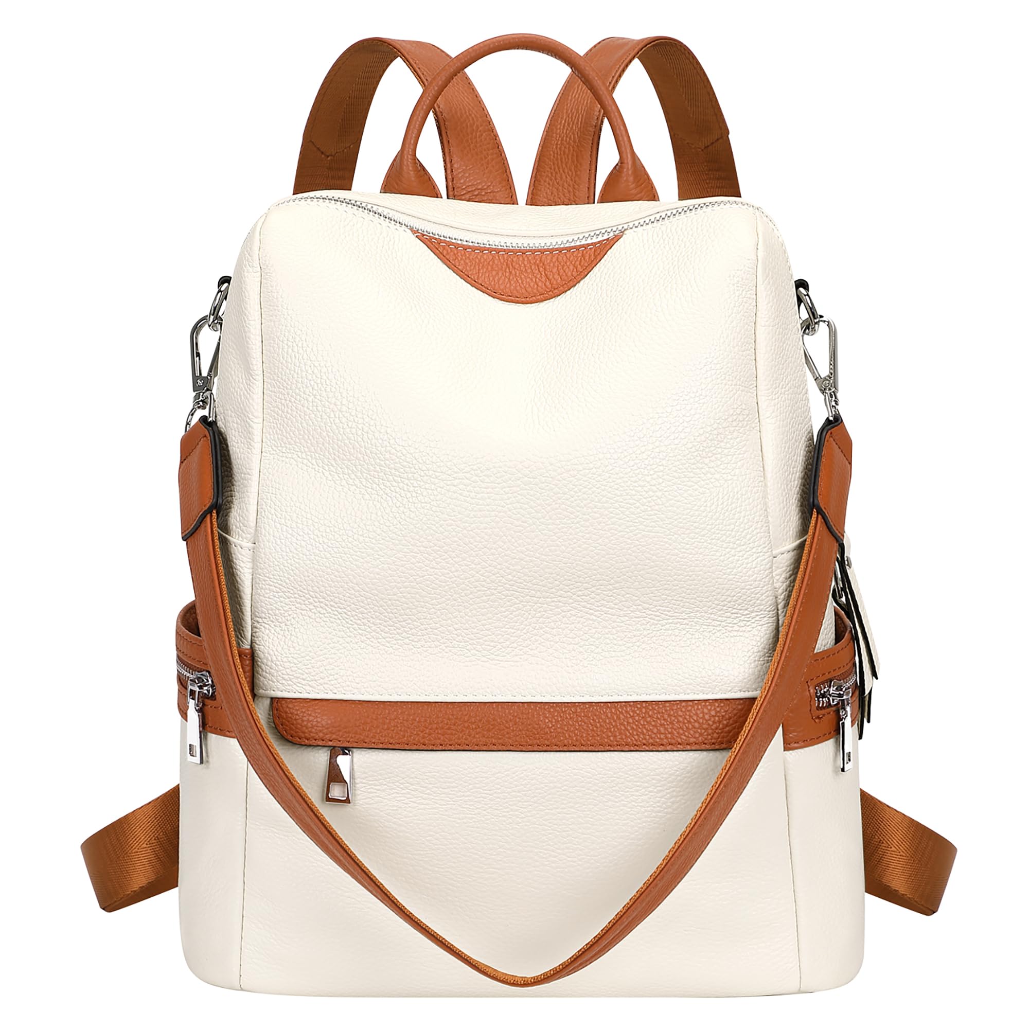 ALTOSY Leather Backpack for Women Elegant Genuine Backpack Purse Ladies Leather Shoulderbag (S80 Beige)Global Recycled StandardGlobal Recycled StandardGlobal Recycled Standard
