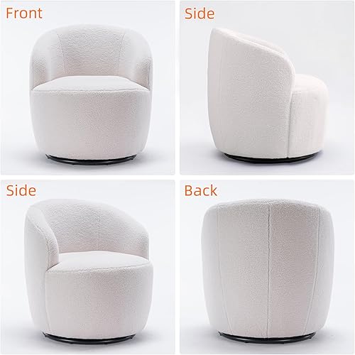 Miniatura 6 de Homtique Silla pequeña giratoria de barril, cómodas sillas redondas para sala de estar, dormitorio, sofá individual giratorio de 360 grados, silla