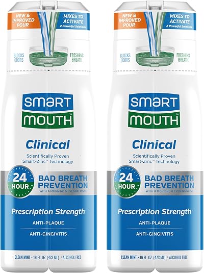 SmartMouth DDS Activated Clinical Mouthwash - for Fresh Breath - Clinical Strength Mouthwash for Gum Health, Gingivitis & More - Clean Mint Flavor, 16 fl oz (2 Pack)