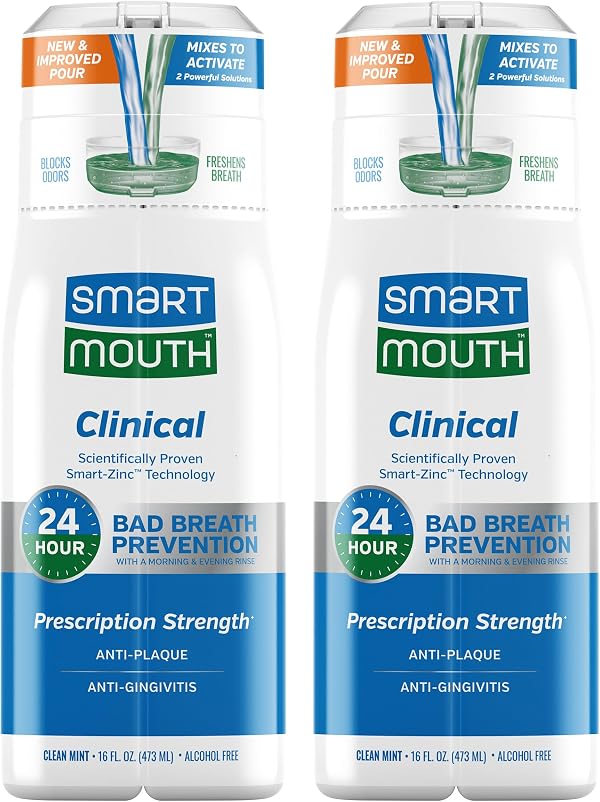 SmartMouth DDS Activated Clinical Mouthwash - for Fresh Breath - Clinical Strength Mouthwash for Gum Health, Gingivitis & More - Clean Mint Flavor, 16 fl oz (2 Pack)