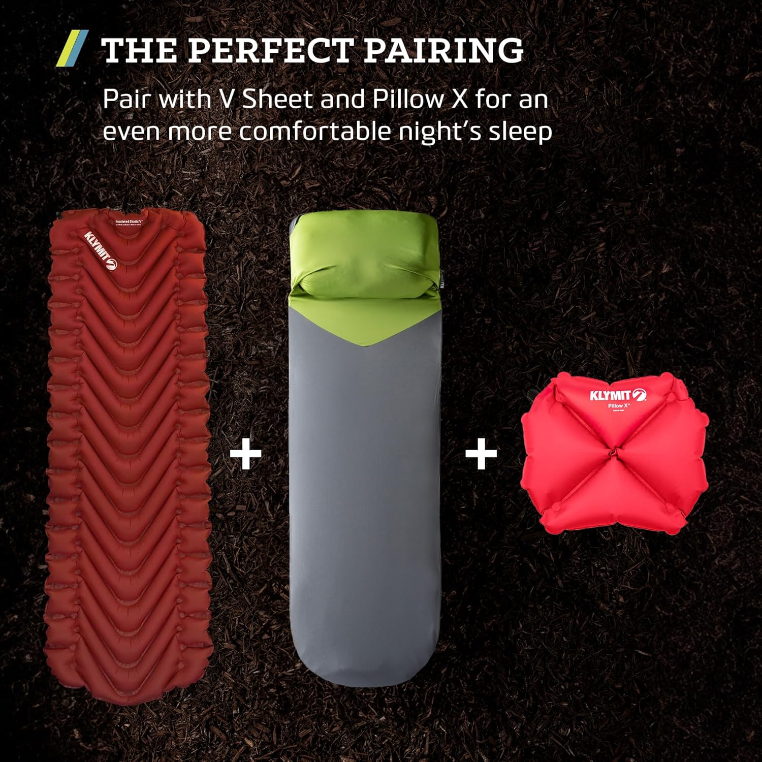 KLYMIT Insulated Static V Inflatable Sleeping Pad | Comfortable, Lightweight, Easy to Inflate, Portable Air Bed Mattress for Camping, Backpacking and Hiking — Red