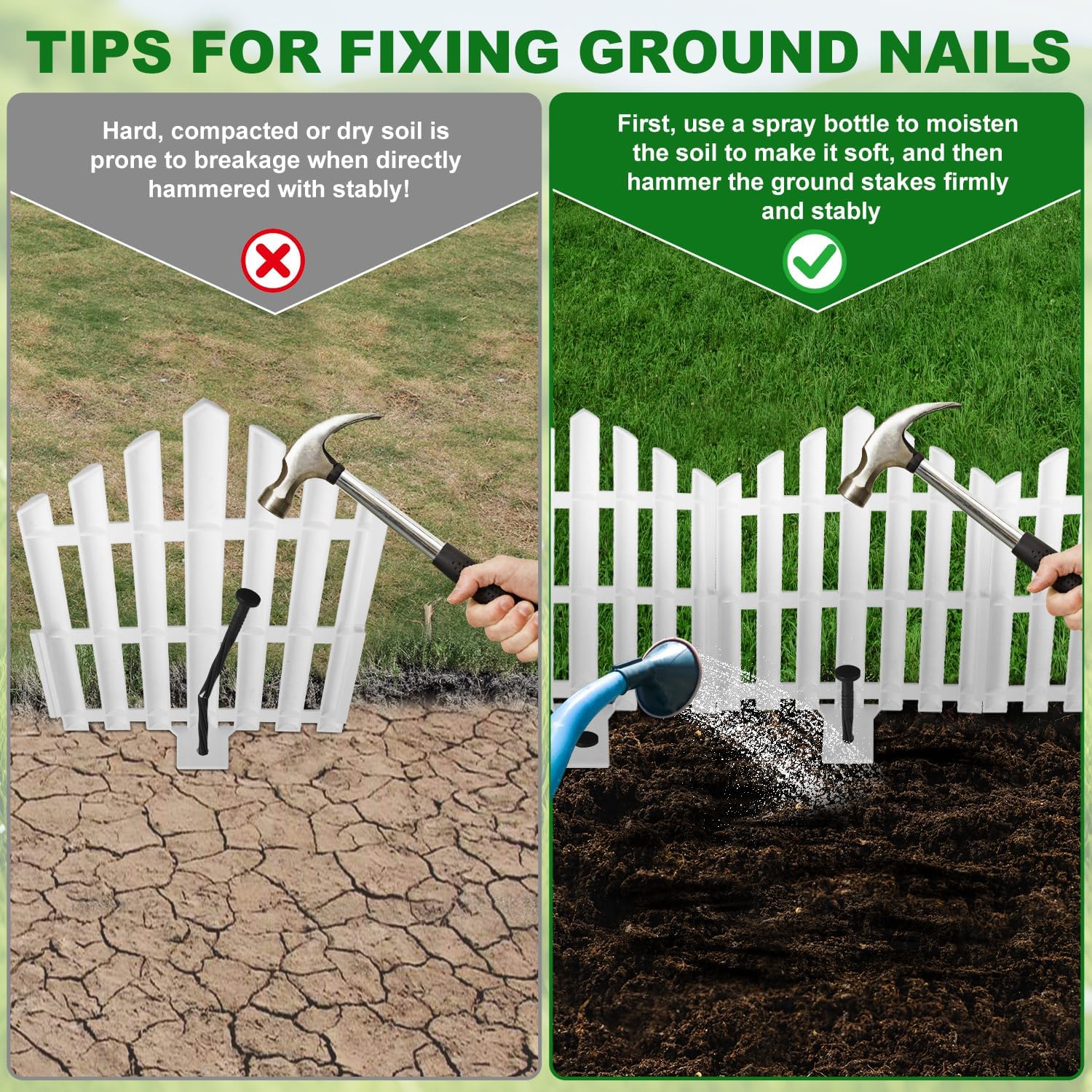 Garden Edging Border No-Dig 13FT White 14.6 Inch Tall Landscape Edging with 14pcs Stakes for Decorate The Garden