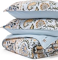 Vista 8 de Bedsure Funda de edredón reversible 100% algodón con marco floral vintage, tamaño Queen, funda de edredón clásica con bordes con cierre