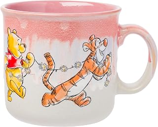 Silver Buffalo Winnie the Pooh Featuring Piglet, Tigger, and Eeyore Reactive Glaze Ceramic Camper Mug, 20 Ounces