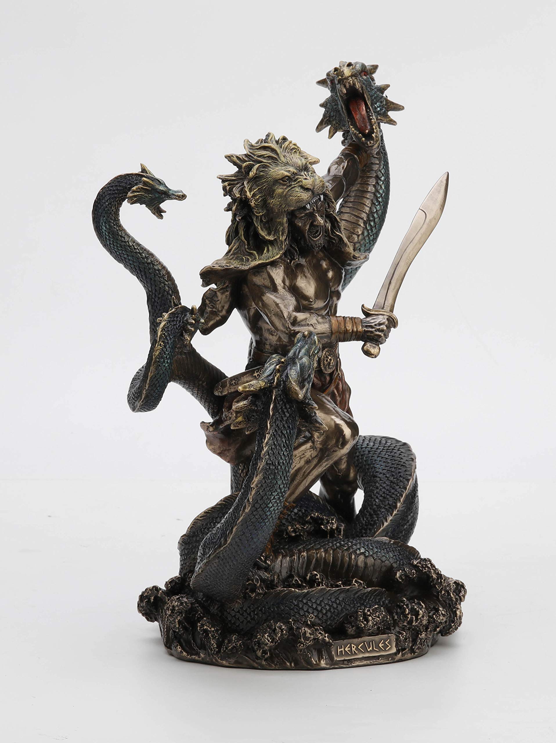 Veronese Design 12 3/8 pulgadas Hercules Battling The Hydra Cold Cast Resin Estatua con acabado de bronce antiguo para decoración del hogar