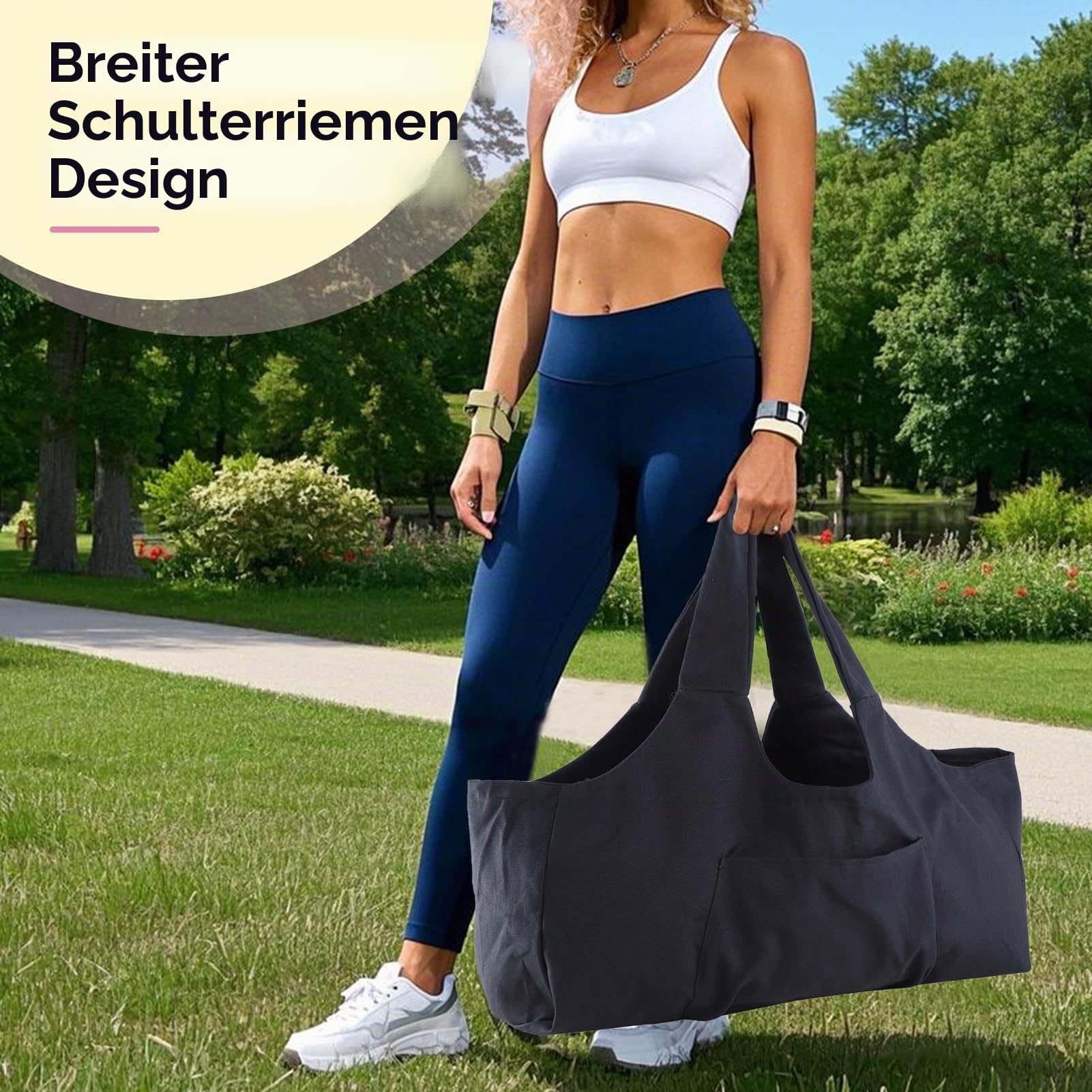 Große Yogamattentasche, Yogamatten Tote Gym Duffle Bag mit Seitentaschen für Damen Herren
