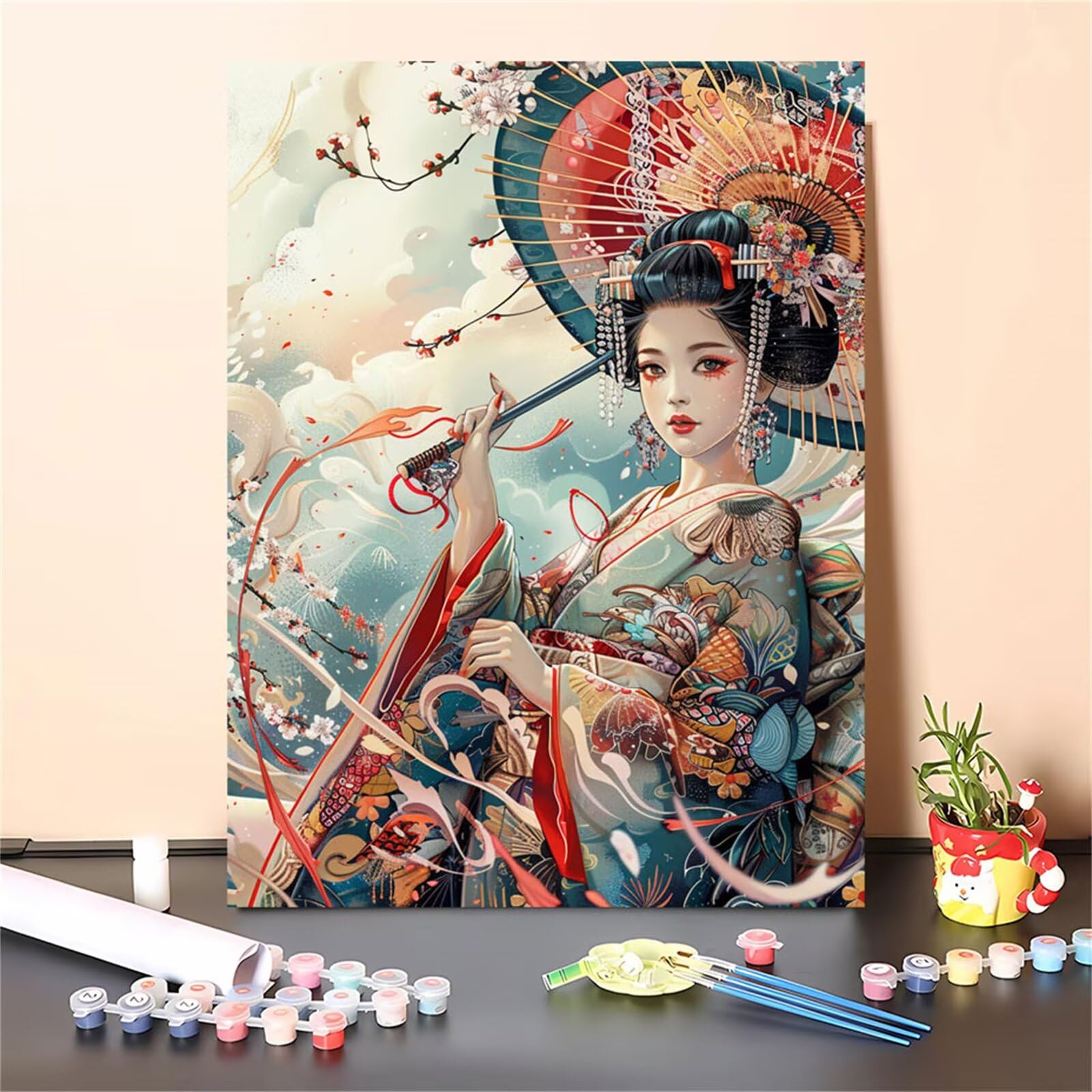 Dipingere con i Numeri per Adulti Ragazze giapponesi Paint by Numbers Kit paesaggio ,Hobby Creativi Adulti,Dipingi con i Numeri con Pennelli e Acrilico Pigmento,Decor della Casa Regalo 80x100cm M-725