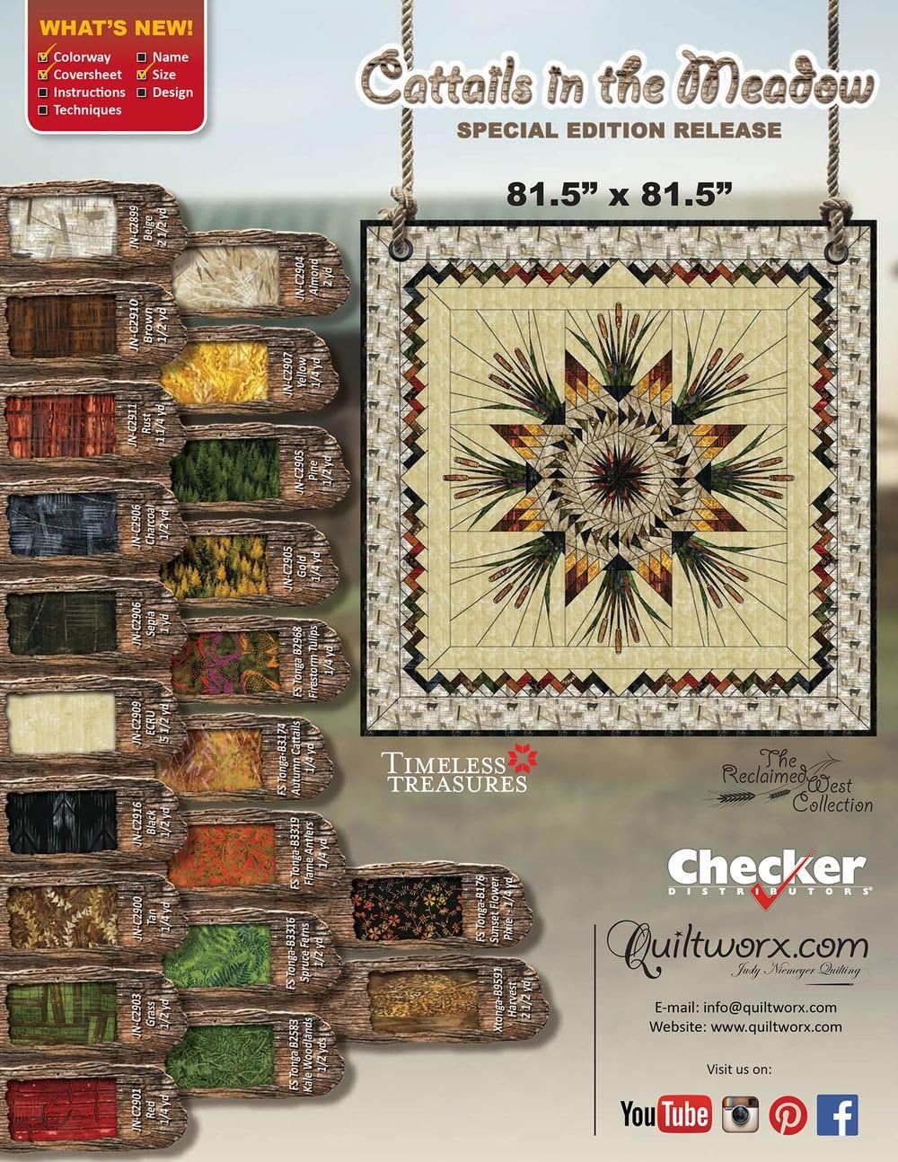 Cattails in the Meadow Special Edition Release Foundation Paper Pieced 81.5in x 81.5in Quilt Pattern