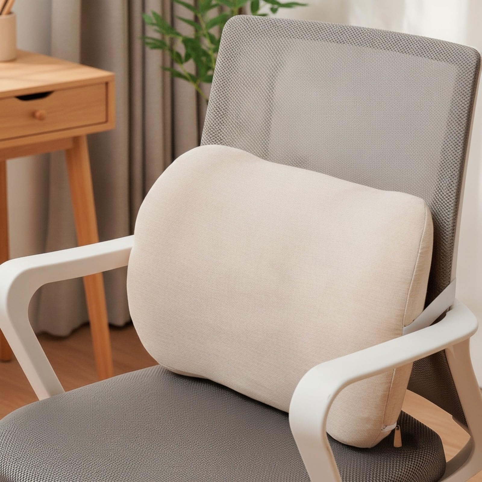 Qianly Cuscino per Sedia da Ufficio Traspirante, Beige