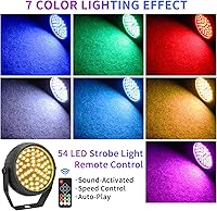 Vista 2 de luces estroboscópicas, 54 luces LED RGB súper brillantes, luz estroboscópica mini para fiestas, luces estroboscópicas de Halloween con control