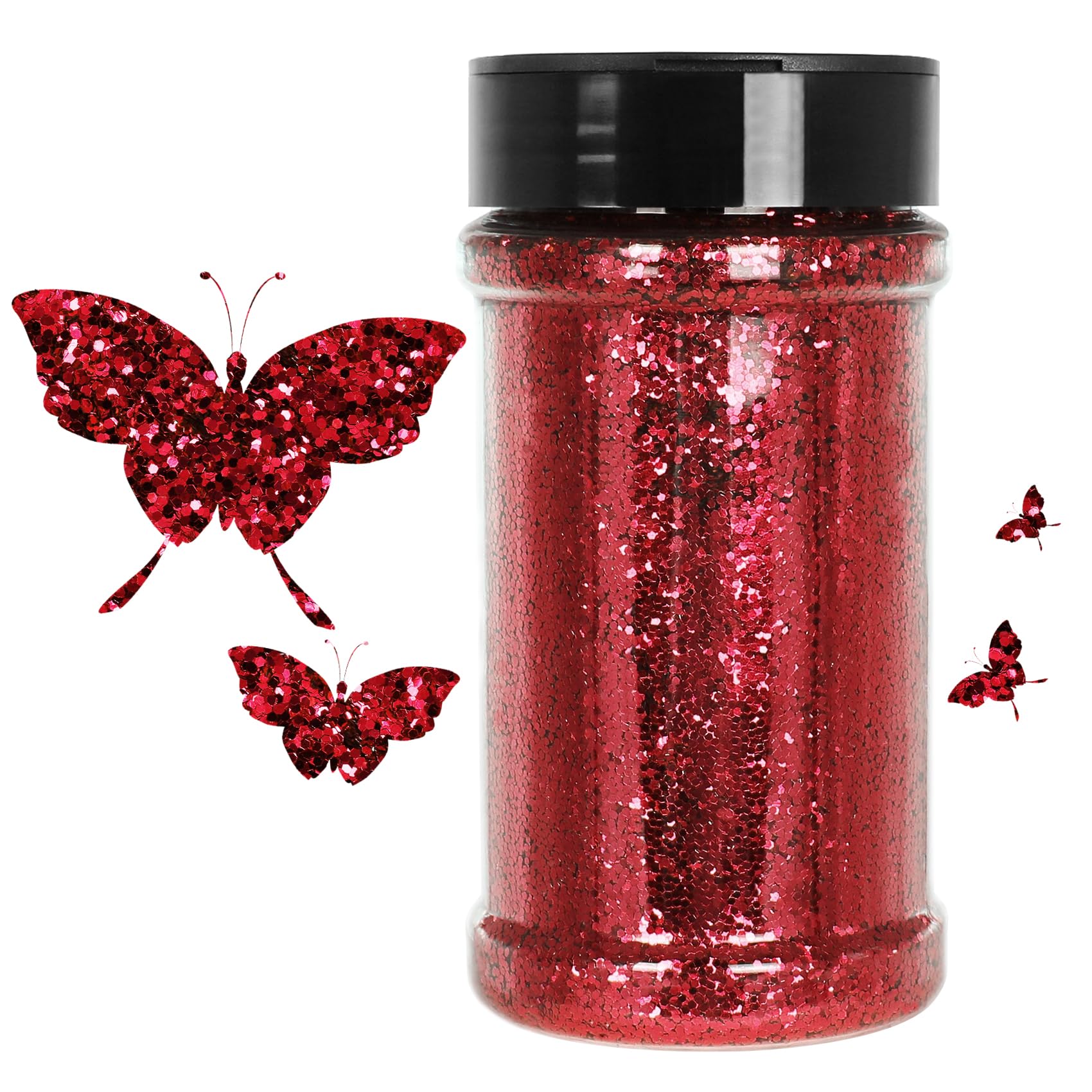WOOGLITTER Red Glitter, 7.05 Oz (200g), Chunky Glitter for Resin Crafts Nails Tumblers Slime Cosmetic and Festival Decoration - Red Chunky Glitter