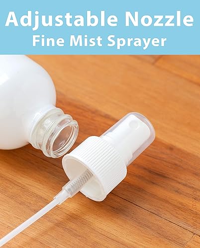 Miniatura 4 de JUVITUS Botella redonda Boston de vidrio blanco brillante de 4 onzas  4.1 fl oz con espray blanco de niebla fina blanca (paquete de 6)