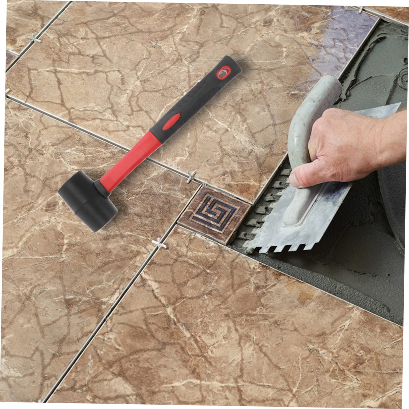 HOMSFOU Ergonomic Handle Mallet Hammer Rubber Head Hammer for Repair Wood Craftsman