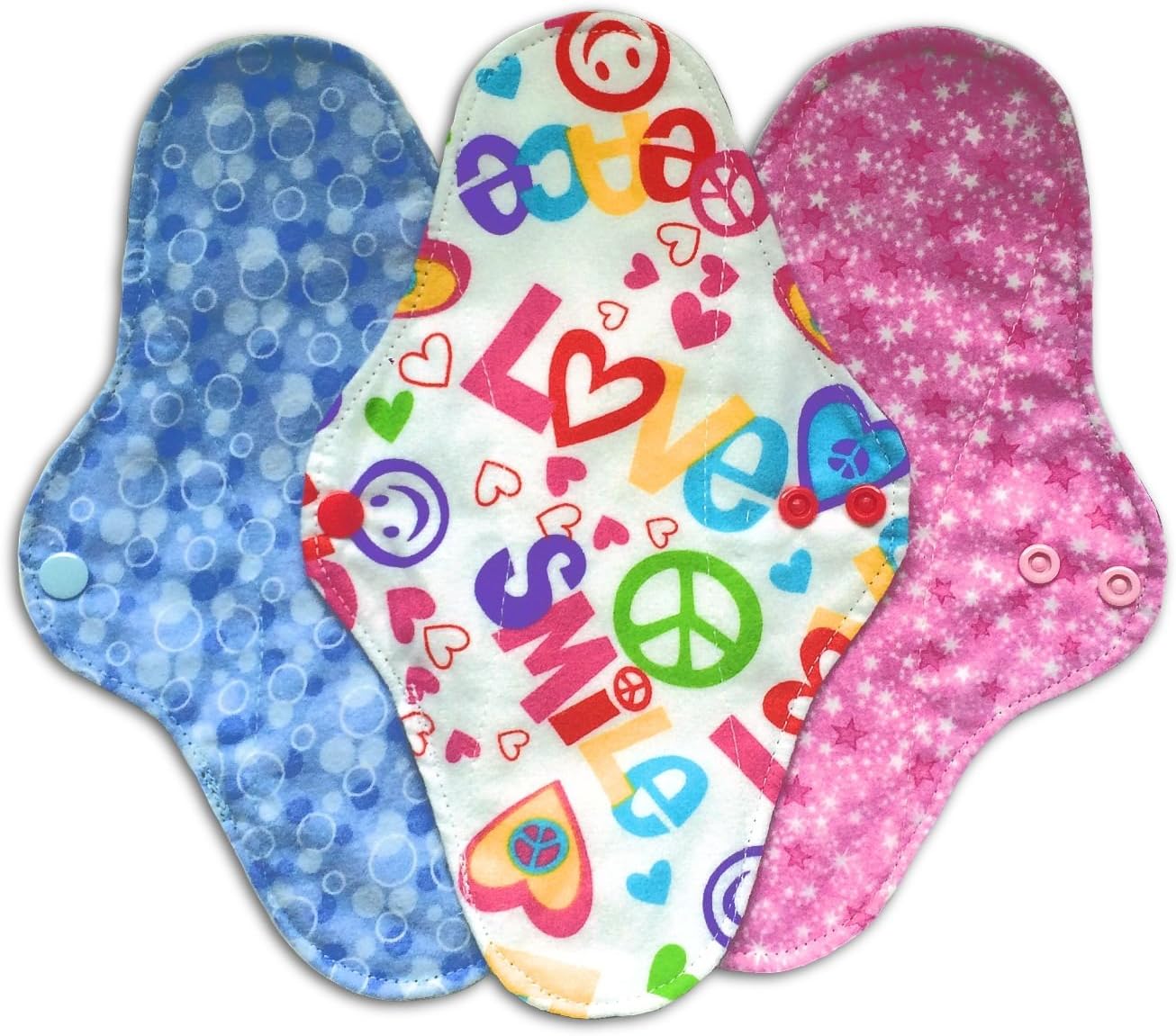 3-Pack IncrediPad Waterproof Cloth Menstrual Pad by Talulah Bean- 10 Inch (Happy)
