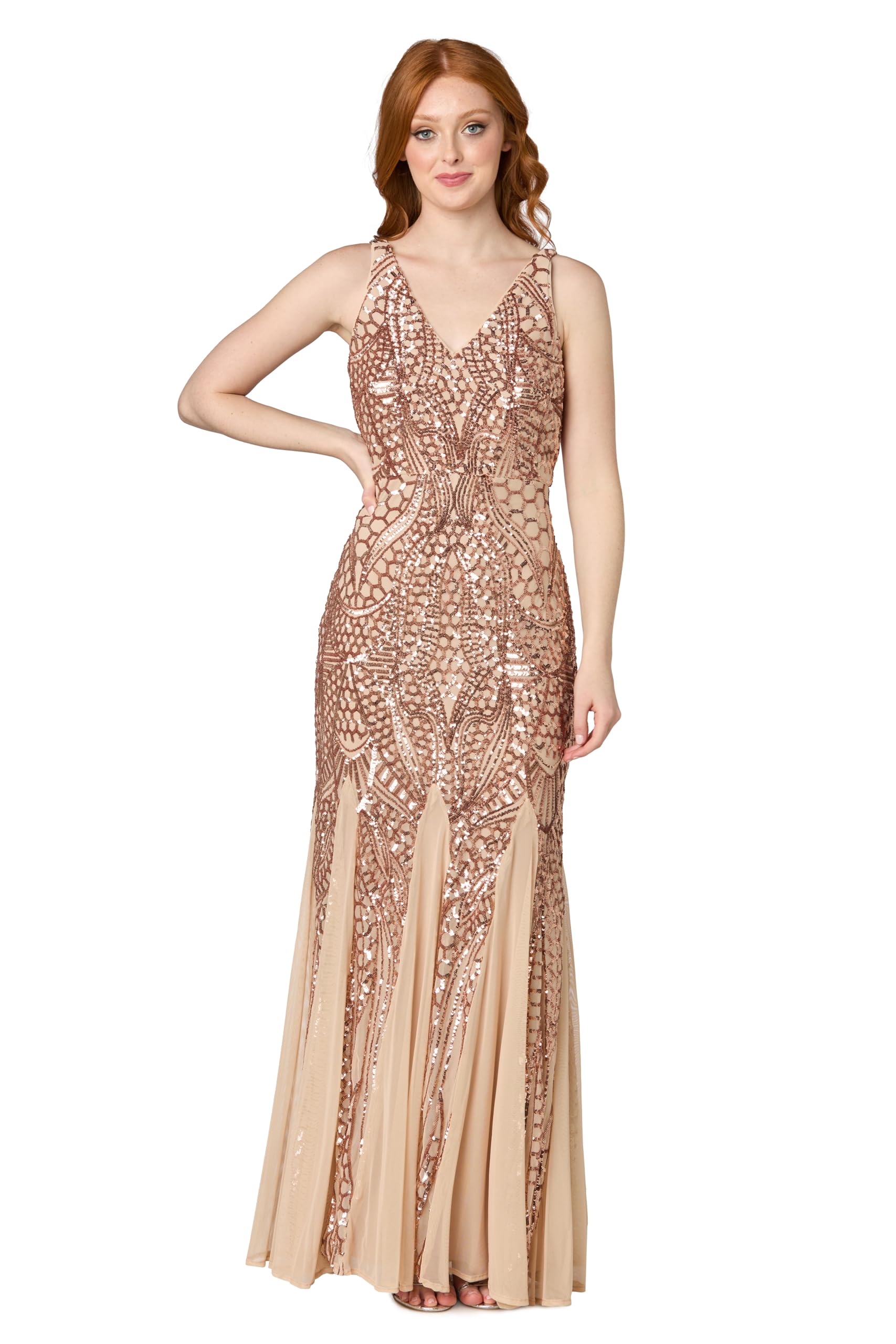 nightway dress rose gold Night Way Collections Dresses | Nightway Women's Dress Shimmer Evening Gown Plus Sequins White Sz 14w | Color: White | Size: 14w main image 1