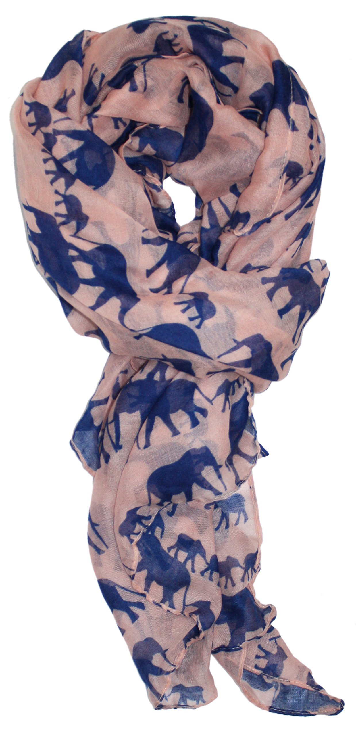 World Of Shawls Women's Big Elephant Light Pink Colorful Scarf With Elephant Print Wraps Shawl Soft Scarves Sarong (Big Elephant Light Pink)