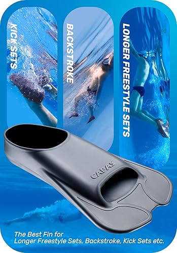 Miniatura 4 de CAPAS Swim Training Fins for Kids Comfortable Silicone Lap Swimming Short Blade Floating Flippers with Mesh Bag